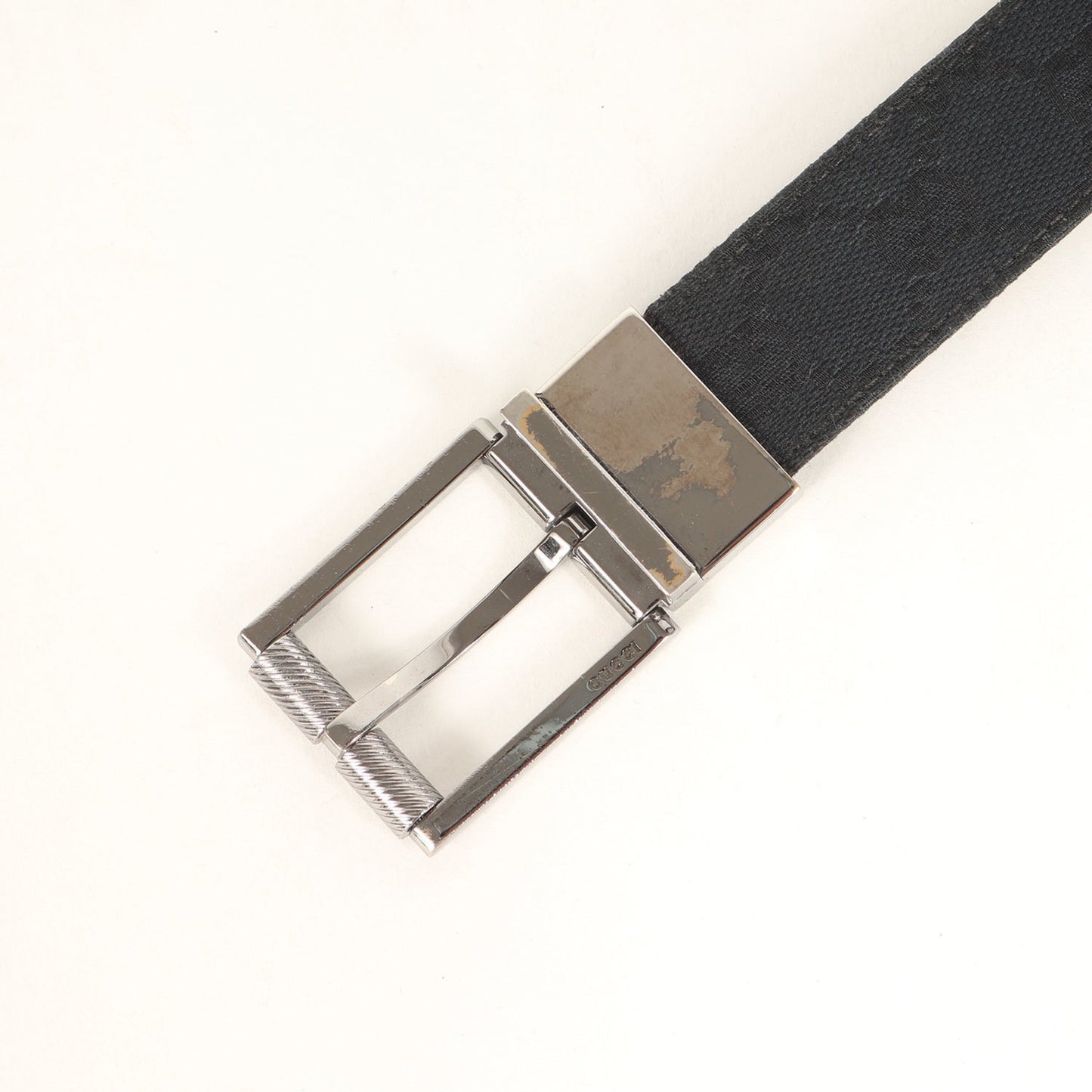 Gucci Reversible Square Buckle Gg Canvas And Leather Belt