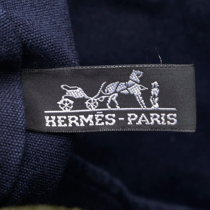 Hermes Foul Tote Cabas Bag Handbag Navy Green Canvas