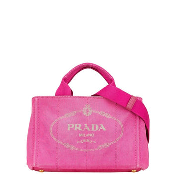 Prada Canapa Triangle Logo Plate Handbag/Shoulder Bag