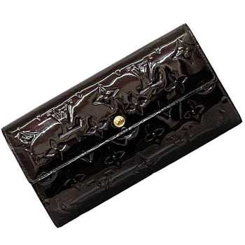 Louis Vuitton Bi-Fold Long Wallet Portefeuille Sarah Ec-22974 Wine Red Amaranth Monogram Vernis