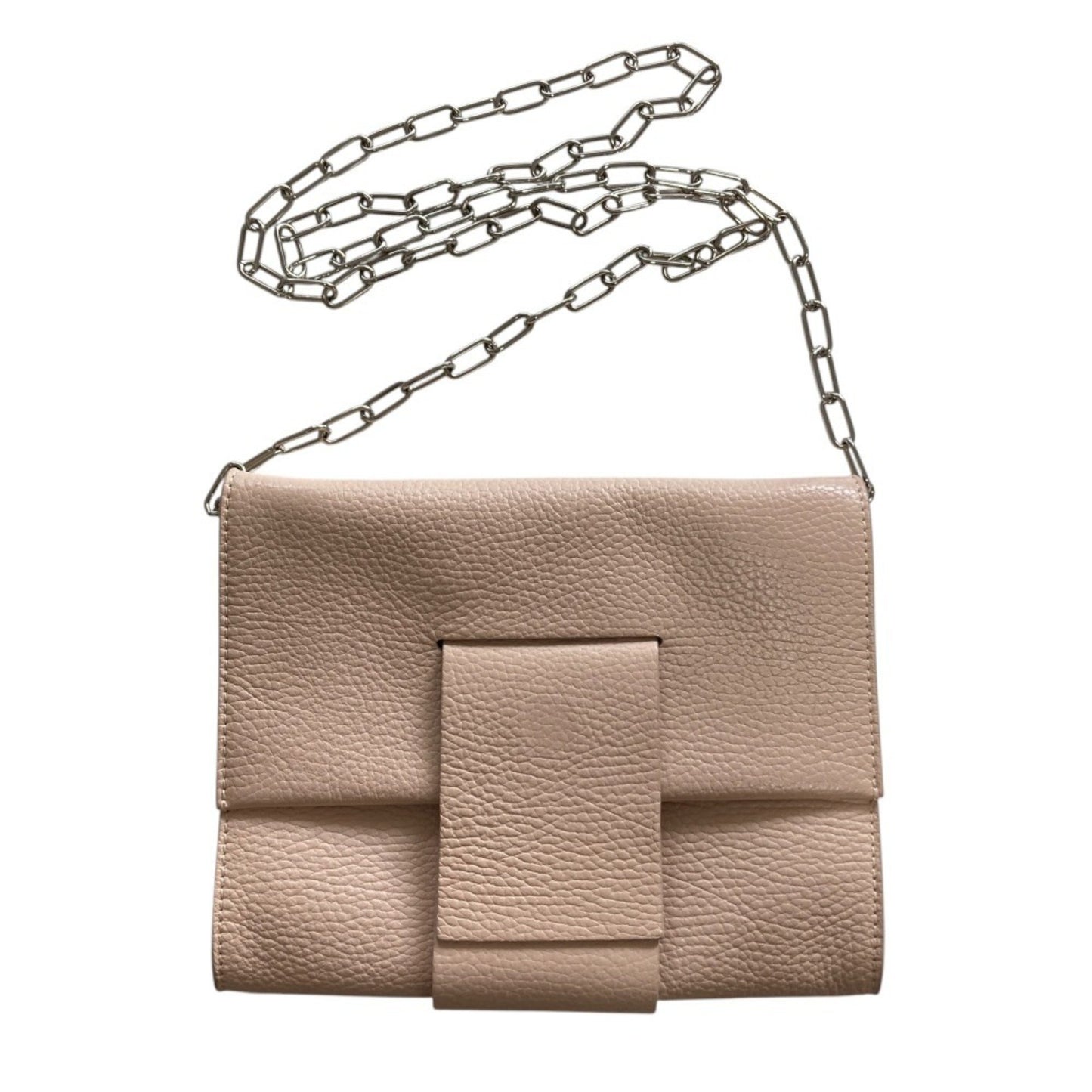 Maison Margiela Mm6 Grained Leather Chain Shoulder Bag In Pink Beige