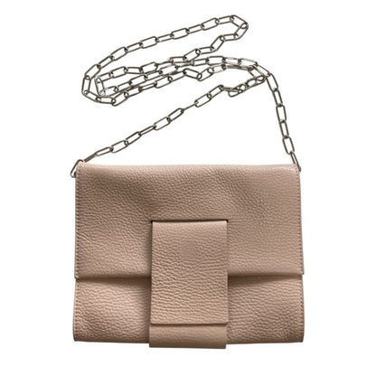 Maison Margiela Mm6 Grained Leather Chain Shoulder Bag In Pink Beige