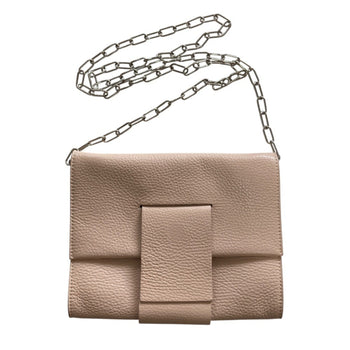 Maison Margiela Mm6 Grained Leather Chain Shoulder Bag In Pink Beige