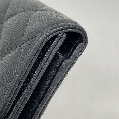Chanel Matelasse Tri-Fold Wallet In Caviar Leather