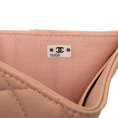 Chanel Matelasse Coco Mark Tri-Fold Wallet In Pink Caviar Skin