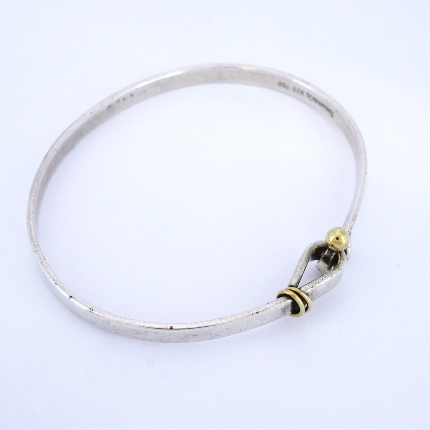 Tiffany Bangle Hook & Eye 18Kyg Yellow Gold Silver 925