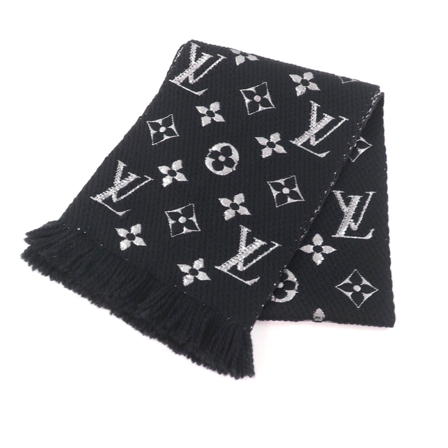 Louis Vuitton M75833 Echarpe Logomania Shine Silk Blend Noir Monogram Scarf