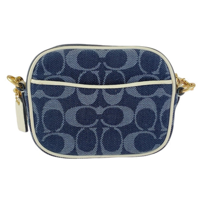 Coach Signature Navy/White Canvas/Leather Shoulder Bag