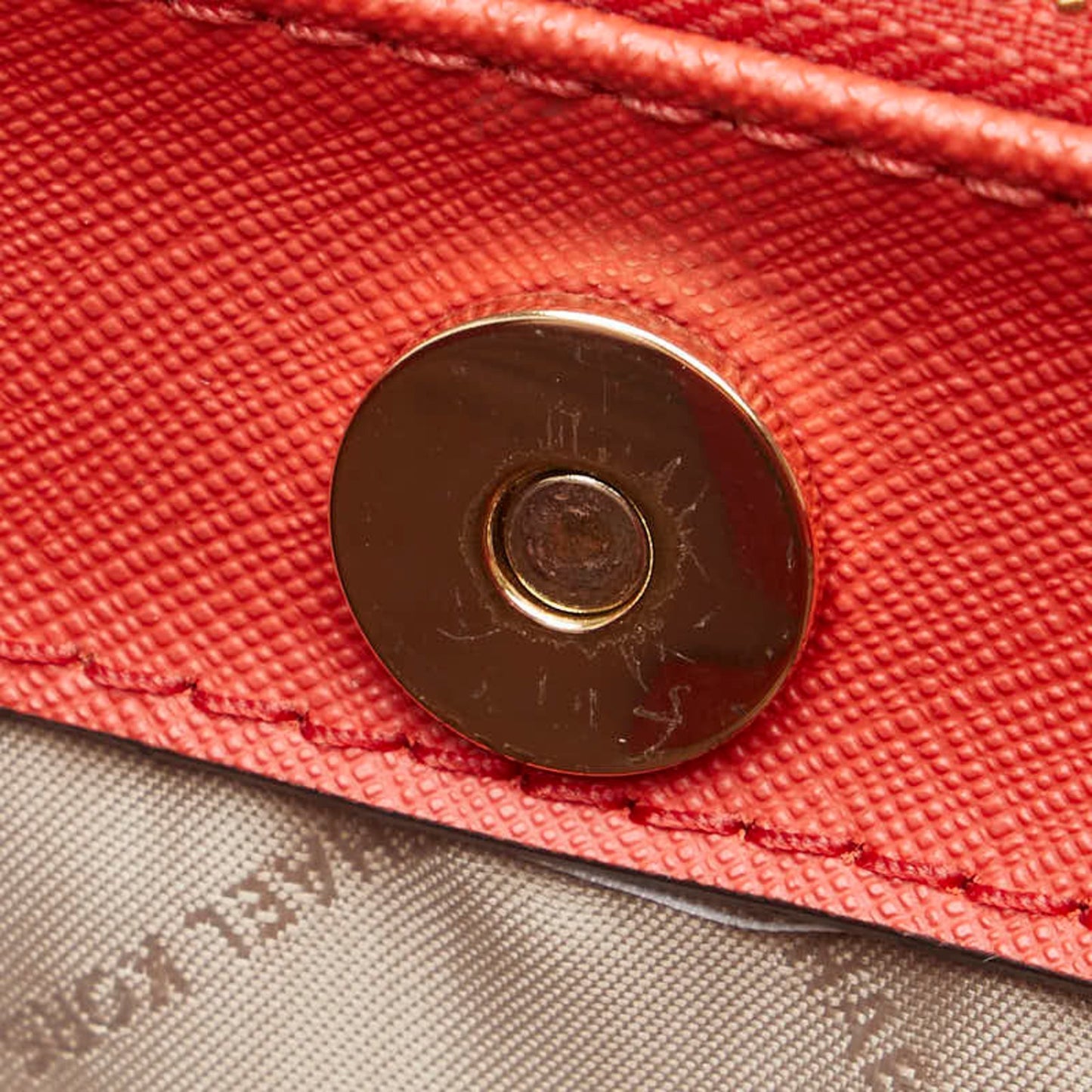 Michael Kors Logo Hardware Handbag Tote Bag Red Leather