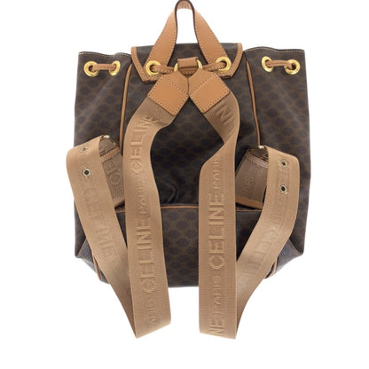 Celine Vintage Macadam Brown Gold Hardware Leather Backpack Daypack
