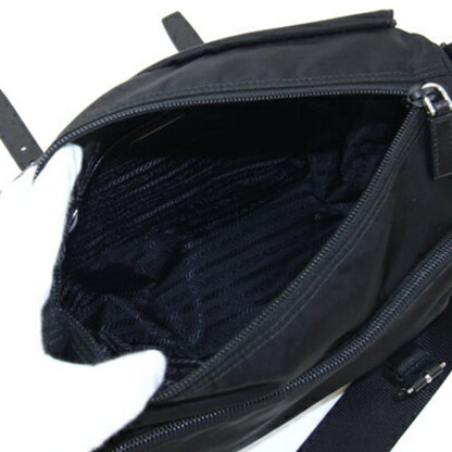 Prada Shoulder Bag Black Nylon Leather Crossbody