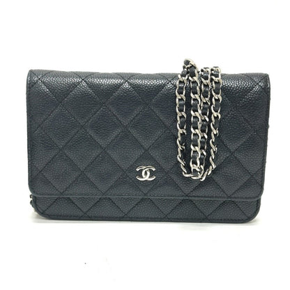 Chanel Ap0250 Matelasse Chain Wallet Shoulder Bag In Caviar Leather