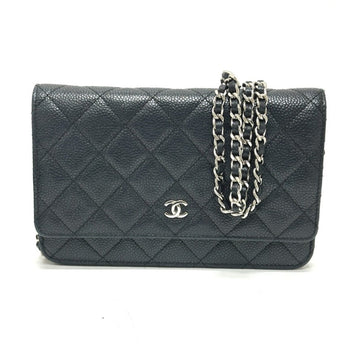 Chanel Ap0250 Matelasse Chain Wallet Shoulder Bag In Caviar Leather