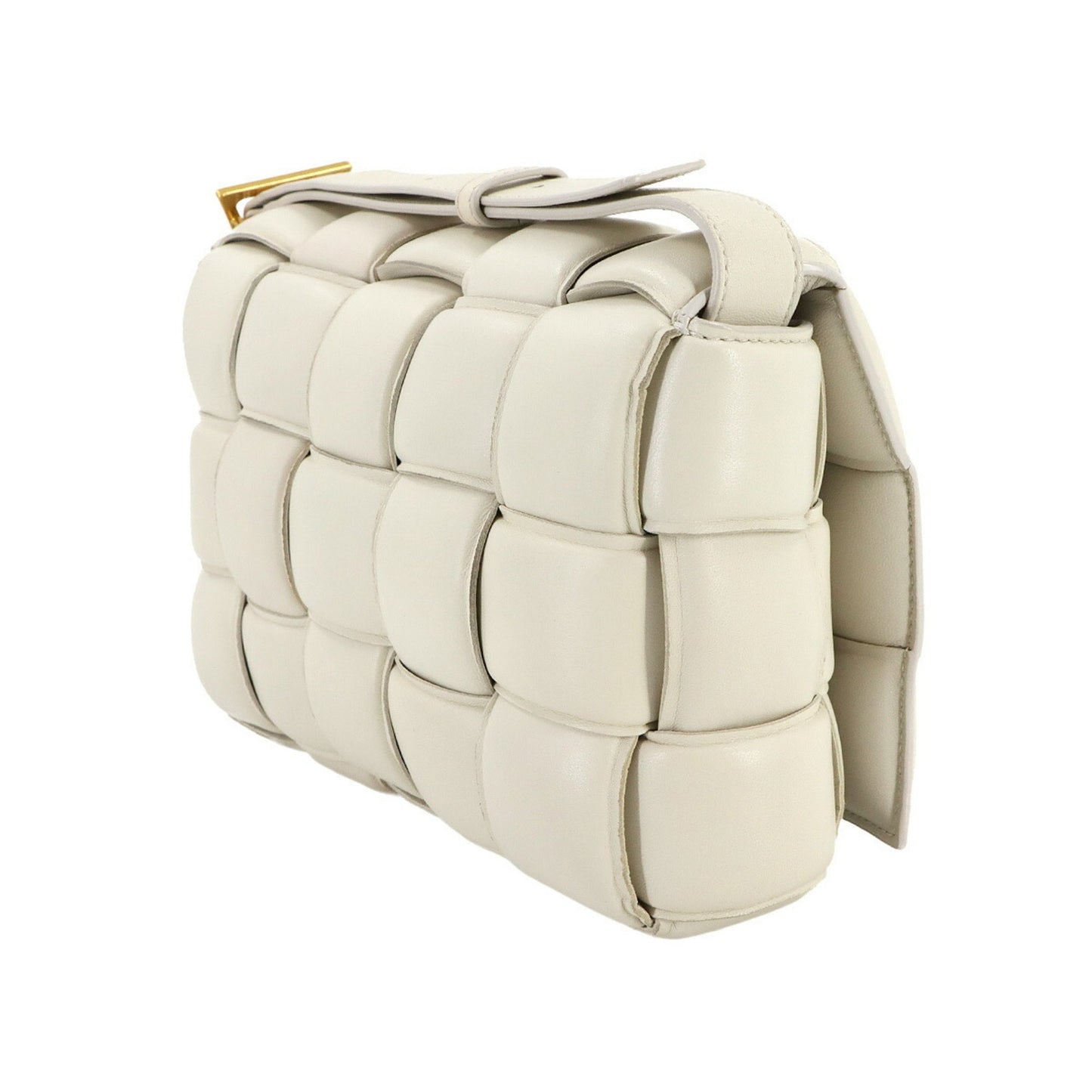 Bottega Veneta Intrecciato Padded Cassette Shoulder Bag In White Leather