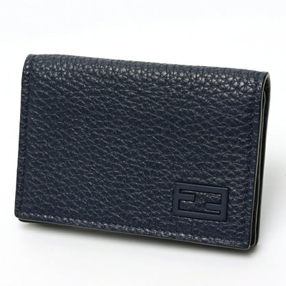 Fendi Card Case Business Holder 7M0222 Selleria Leather Navy Gray E-158610