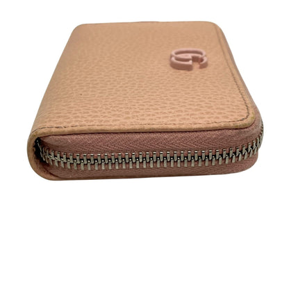 Gucci Business Card Case 644412 Leather Pink Beige Double G Marmont Wallet/Coin Compact Wallet Coin