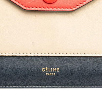 Celine Chain Wallet Shoulder Bag Black Red Beige Leather