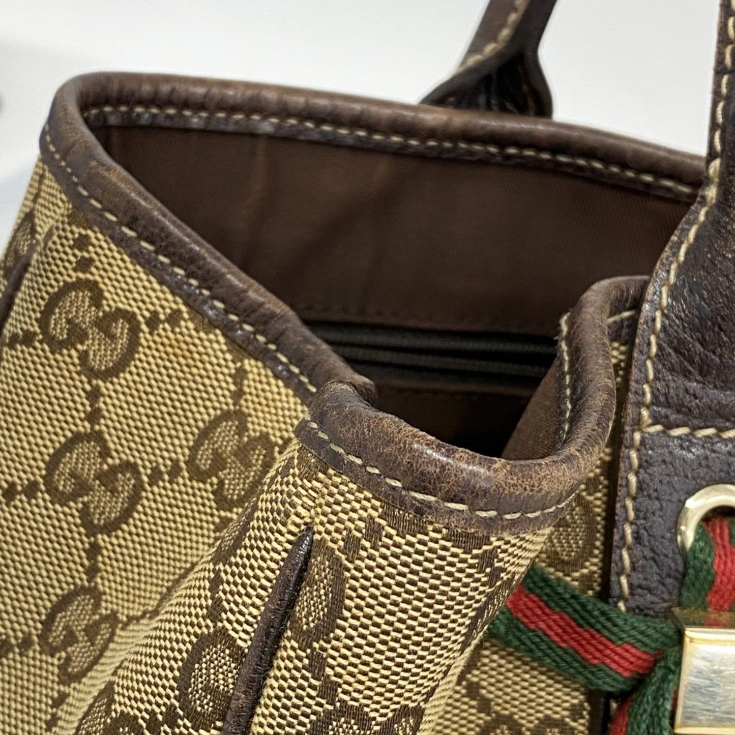 Gucci Gg Canvas Princess Tote Bag 163805 Brown Champagne