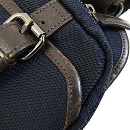 Burberry Body Bag Navy Dark Brown Nylon Canvas Leather Crossbody