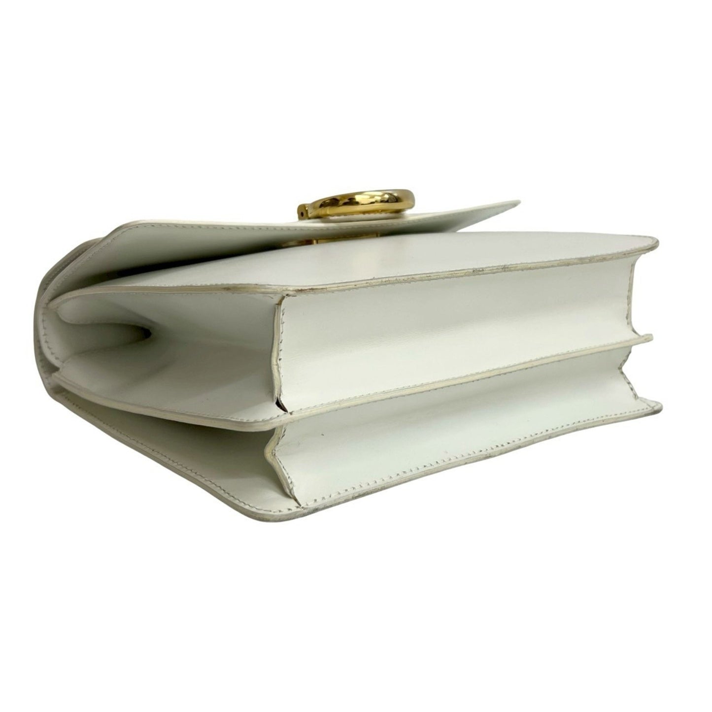 Celine Logo Gold Calf Leather Handbag Mini Tote Bag White 15154