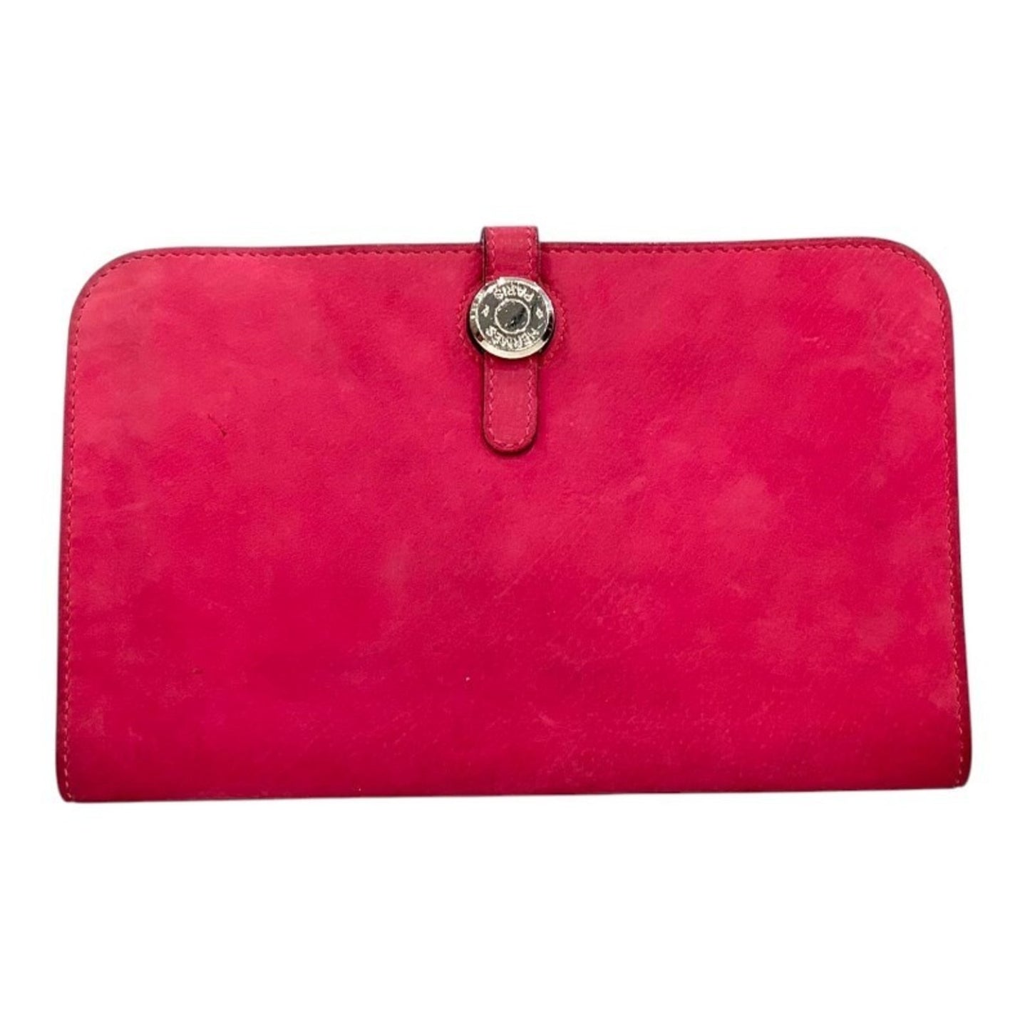 Herms Dogon Gm Rose Shocking Wallet (Missing Coin Purse)