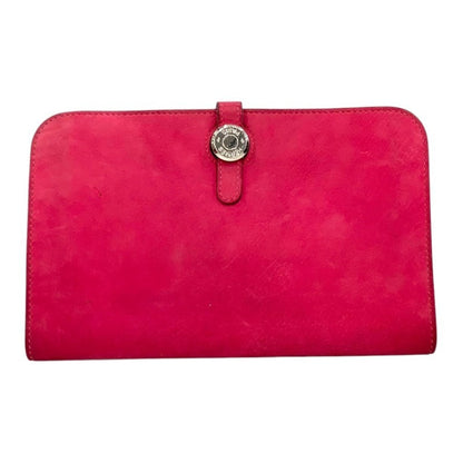 Herms Dogon Gm Rose Shocking Wallet (Missing Coin Purse)