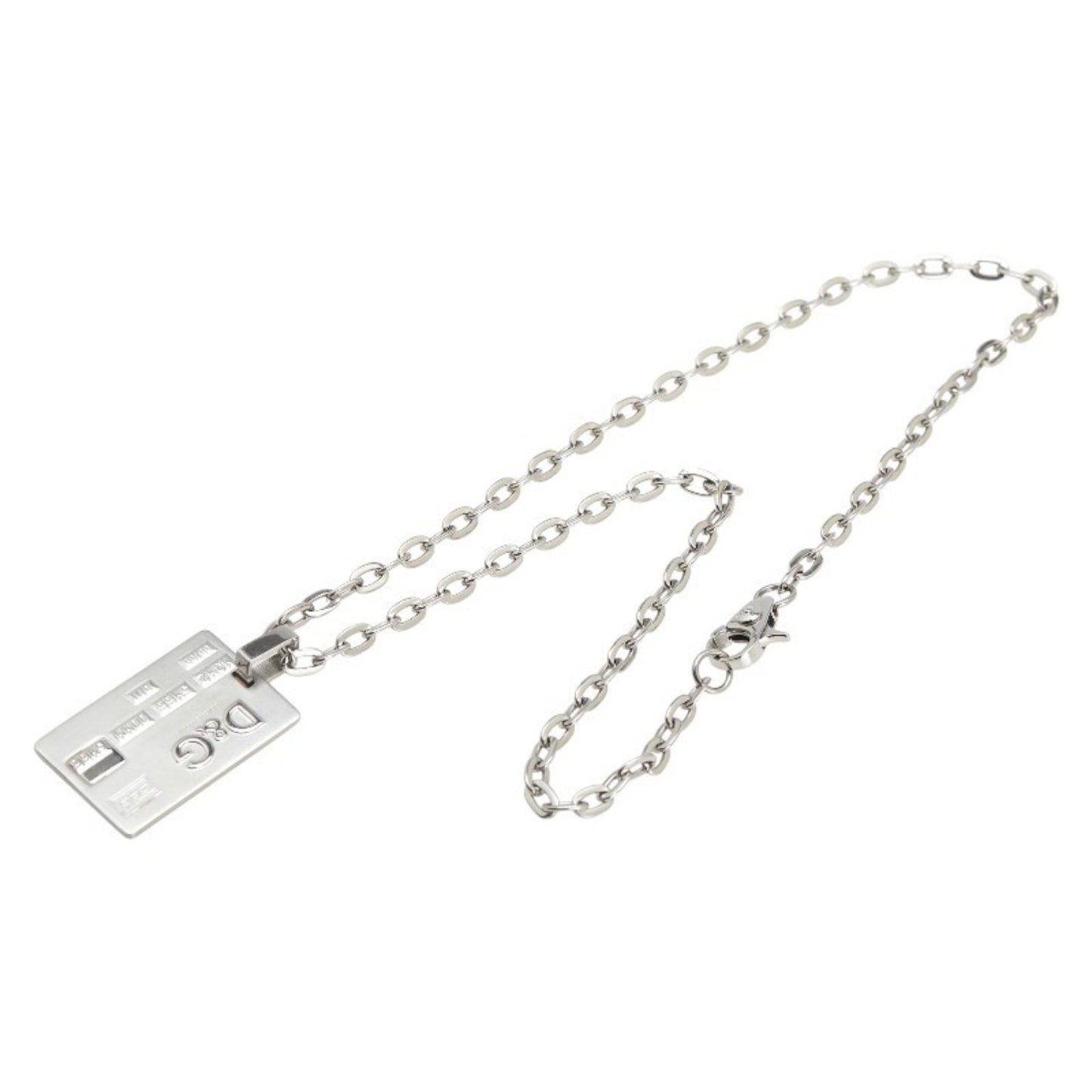 Dolce & Gabbana Logo Dog Tag Plate Necklace In Silver Metal