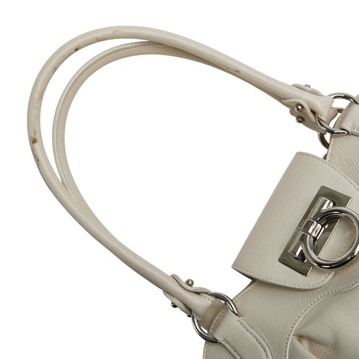 Salvatore Ferragamo Gancini Handbag Au-21 6317 White Leather