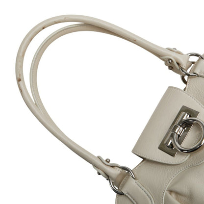 Salvatore Ferragamo Gancini Handbag Au-21 6317 White Leather