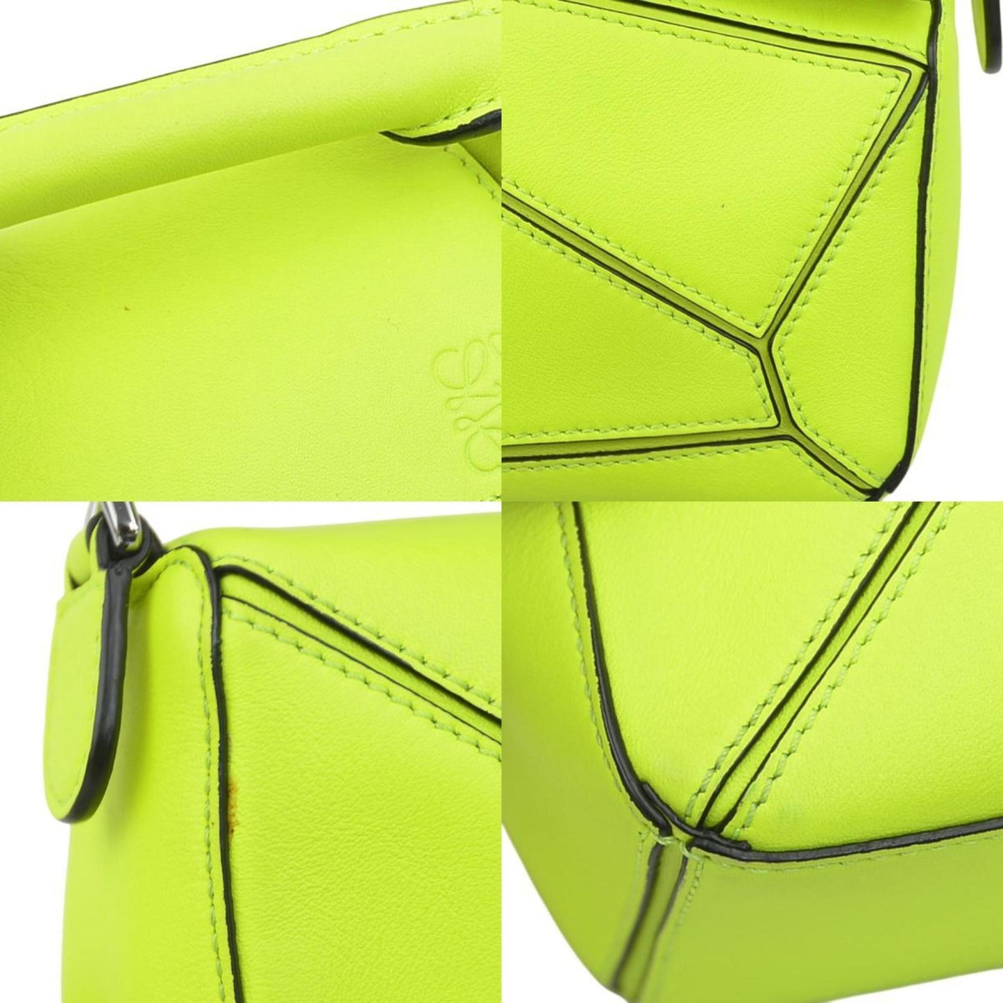 Loewe Puzzle Mini Shoulder Bag Leather Neon Yellow
