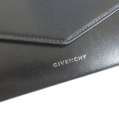 Givenchy Calf Leather 4G Logo Flap Flat Pouch Small Item Clutch Bag Ss23 Wrtw Black