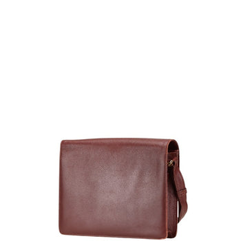 Cartier Must Line Crossbody Shoulder Bag Wine Red Bordeaux Leather