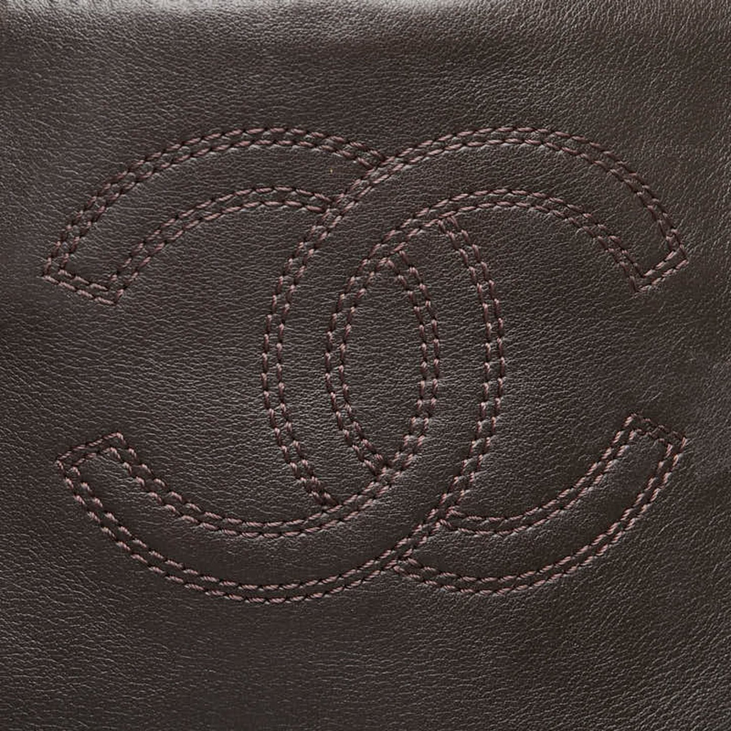 Chanel Coco Mark Tote Bag Handbag Brown Lambskin