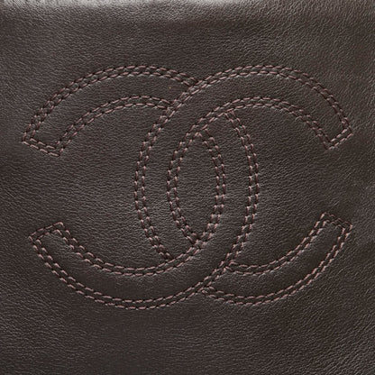Chanel Coco Mark Tote Bag Handbag Brown Lambskin