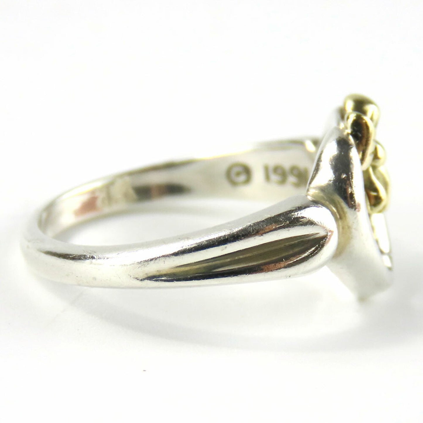Tiffany & Co. Ring Heart Ribbon Silver 925 K18Yg Approx. 3.2G Yellow Gold #9.5