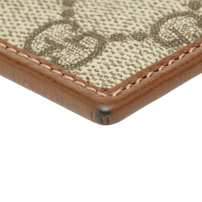 Gucci Gg Supreme Business Card Case 673002 Beige Brown Leather