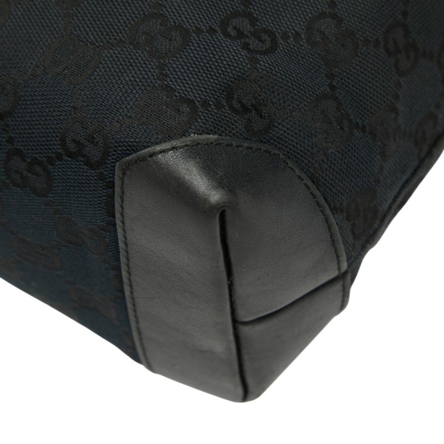 Gucci Gg Canvas Handbag 019 0402 Black Leather