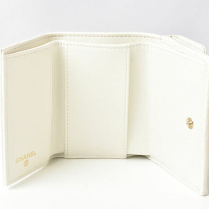Chanel Wallet/Tri-Fold Chanel Wallet Boy Caviar Skin Off-White Gold