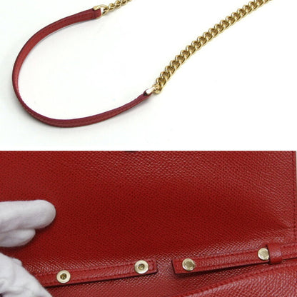 Salvatore Ferragamo Vara Ribbon Chain Shoulder Bag Red