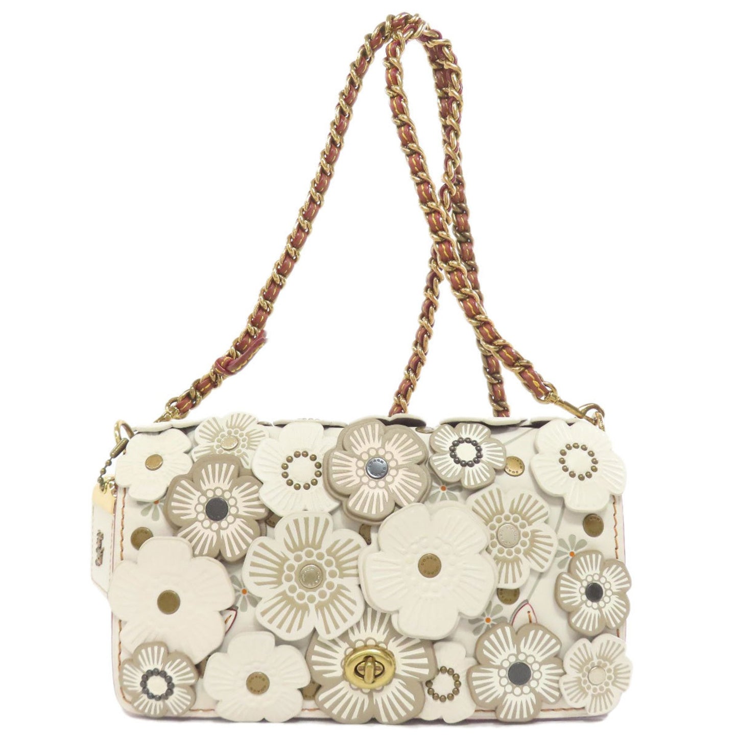 Coach 20215 Dinky Flower Motif Leather Shoulder Bag