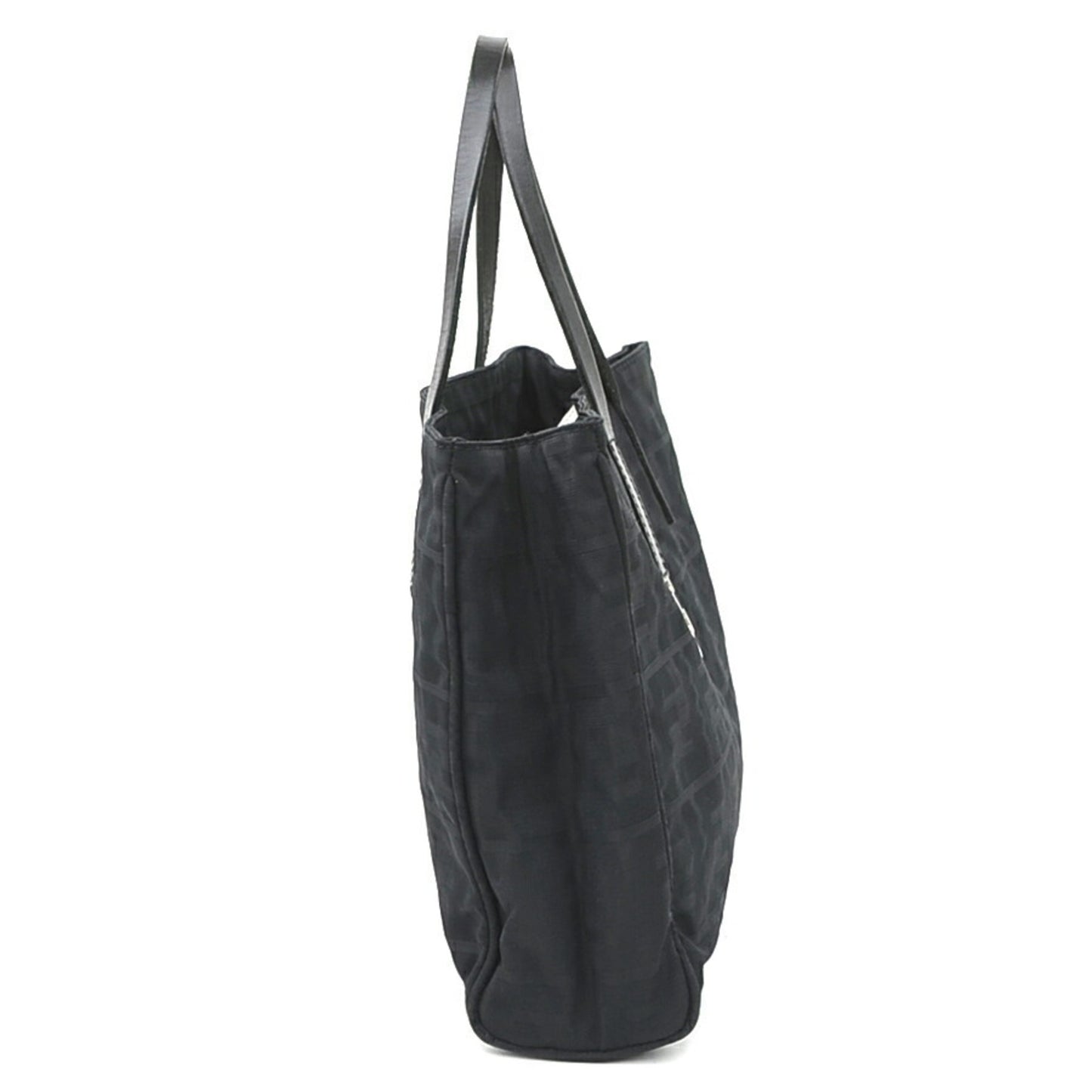 Fendi Zucca Nylon Canvas And Leather Handbag In Black Silver For Women