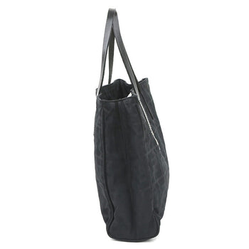 Fendi Zucca Nylon Canvas And Leather Handbag In Black Silver For Women