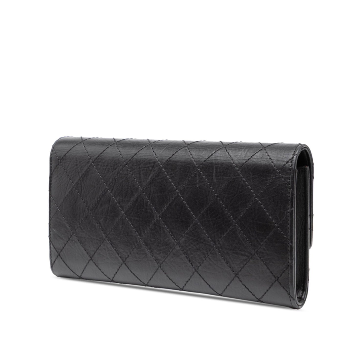 Chanel 2.55 Long Wallet In Black Lambskin