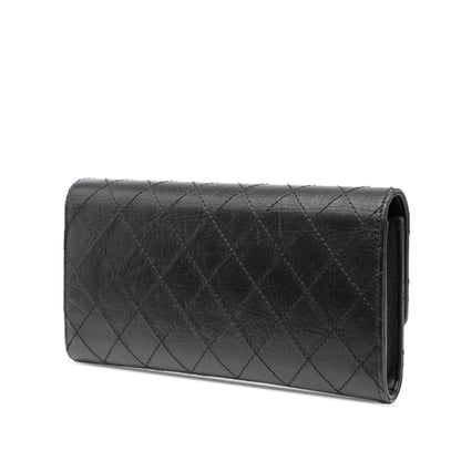 Chanel 2.55 Long Wallet In Black Lambskin