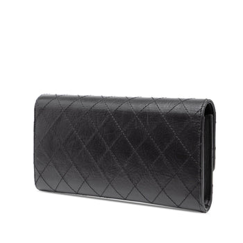 Chanel 2.55 Long Wallet In Black Lambskin