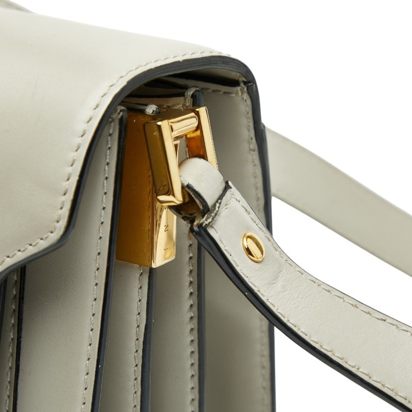 Marni Trunk Shoulder Bag Gray Leather