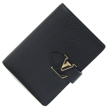 Louis Vuitton Bi-Fold Wallet Lv Vertical Compact M81561 Noir Taurillon Leather Mini Black Beige