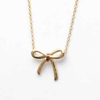 Tiffany Bow Pink Sapphire Necklace Pink Gold (18K) Sapphire Men
