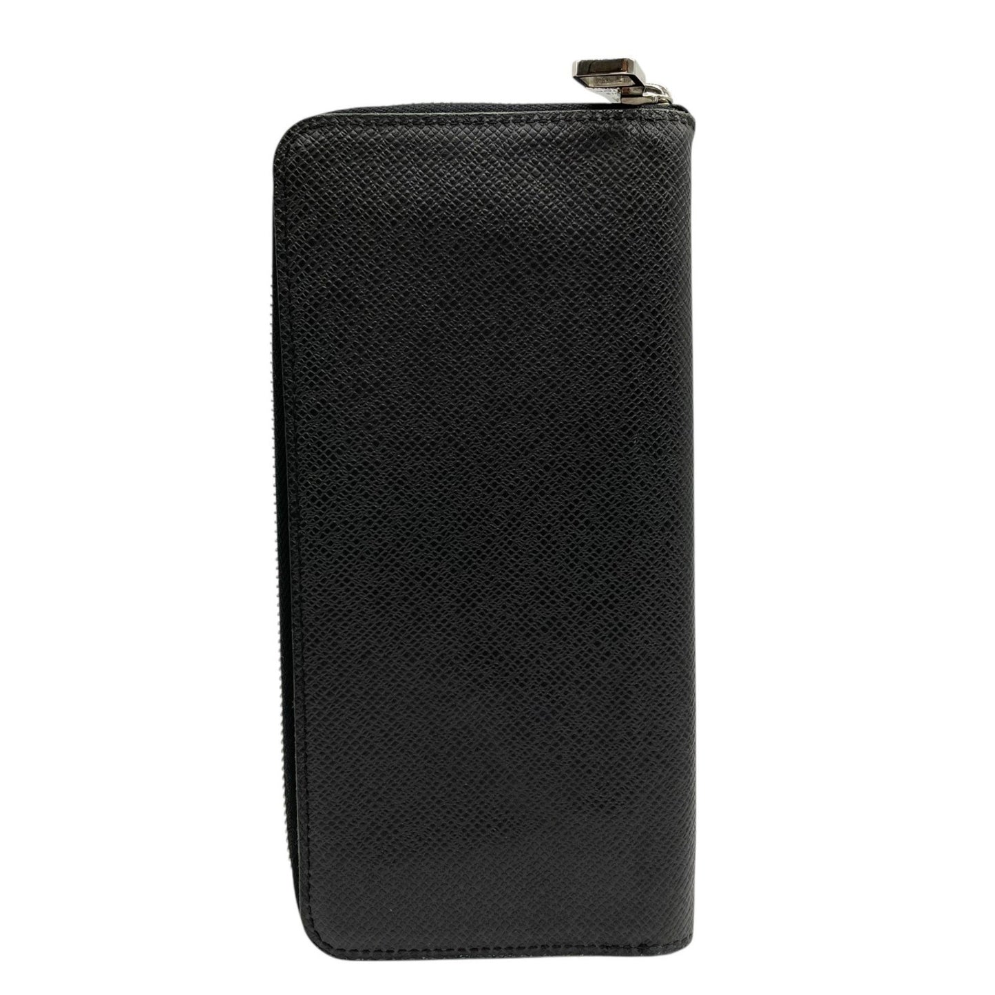 Louis Vuitton Taiga Zippy Wallet Vertical M32822 Long In Noir Black Leather With Silver Hardware