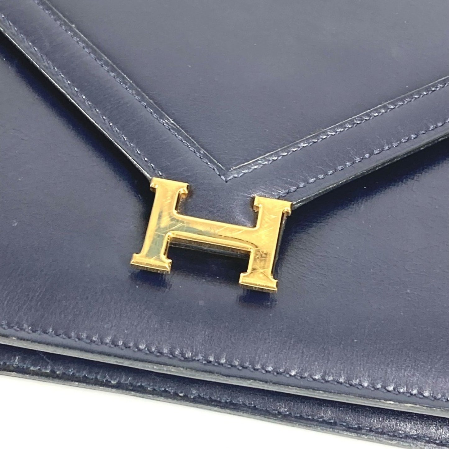 Hermes Herms H Hardware Logo Vintage Flap Liddy Bag 2-Way Clutch Shoulder Box Calf